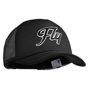 Fly Black Patched Summer Foam Mesh Trucker Cap - Black OSFM