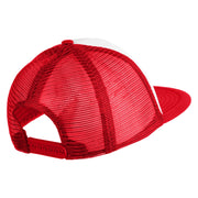 Acorn Faux Leather Patched Flat Bill Trucker Snapback Cap - White Red OSFM