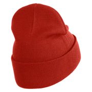 Small Strawberry Applique Iron on Patched 12 Inch Long Knitted Beanie - Rust OSFM