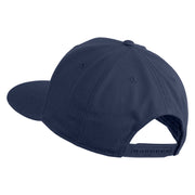 Old English C Faux Leather Patched Cotton Flat Bill Pro Cap - Navy OSFM