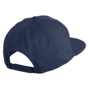 Old English C Faux Leather Patched Cotton Flat Bill Pro Cap - Navy OSFM
