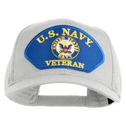 U.S. Navy Veteran Emblem Blue Patched Solid Cotton Twill Mesh Prostyle Cap - White OSFM