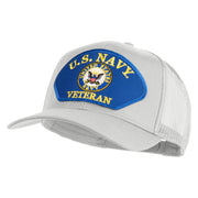 U.S. Navy Veteran Emblem Blue Patched Solid Cotton Twill Mesh Prostyle Cap - White OSFM