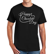 Happy Chocolate Day Graphic Design Men's Big Size Cotton Polyester DryBlend T-Shirt - Black XS