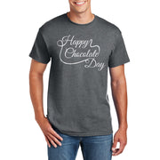 Happy Chocolate Day Graphic Design Men's Big Size Cotton Polyester DryBlend T-Shirt - Dk-Heather XS