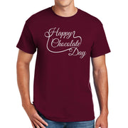 Happy Chocolate Day Graphic Design Men's Big Size Cotton Polyester DryBlend T-Shirt - Maroon XS