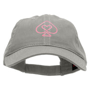 Poker Spade Heart Heat Transfer Deluxe Washed Twill Cap - Grey OSFM