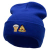 Beer And Pizza Embroidered 12 Inch Long Knitted Beanie - Royal OSFM