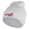 Christmas Heartbeat Embroidered 12 Inch Long Knitted Beanie - White OSFM