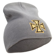 Sheriff Maltese Golden Cross Embroidered 8 inch Acrylic Short beanie - Grey OSFM