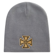 Sheriff Maltese Golden Cross Embroidered 8 inch Acrylic Short beanie - Grey OSFM