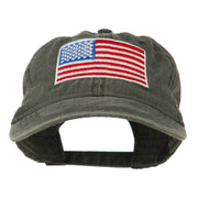 American Flag Embroidered Washed Cap