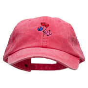 Love Birds Embroidered Pigment Dyed Wash Cap - Fuchsia OSFM