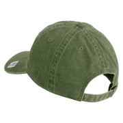 US Marine Semper Fidelis Design Embroidered Washed Solid Pigment Dyed Cotton Twill Brass Buckle Cap - Olive OSFM