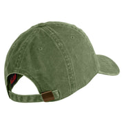 US Marine Semper Fidelis Design Embroidered Washed Solid Pigment Dyed Cotton Twill Brass Buckle Cap - Olive OSFM