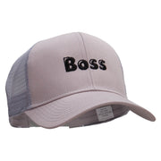 Boss Embroidered Solid Cotton Prostyle Twill Mesh Cap - Grey OSFM