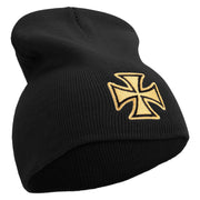 Sheriff Maltese Golden Cross Embroidered 8 inch Acrylic Short beanie - Black OSFM