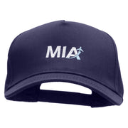 MIA Embroidered 5 Panel Cotton High Profile Flat Bill Unstructured Cap - Navy OSFM