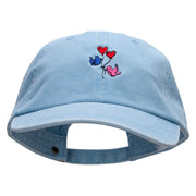 Love Birds Embroidered Pigment Dyed Wash Cap - Lt-Blue OSFM