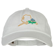 Alaska Forget Me Not with Map Embroidered Unstructured Washed Cap