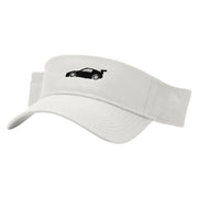 Black Race Car Embroidered Cotton Twill Sun Visor - White OSFM