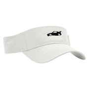 Black Race Car Embroidered Cotton Twill Sun Visor - White OSFM