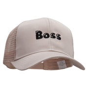 Boss Embroidered Solid Cotton Prostyle Twill Mesh Cap - Khaki OSFM