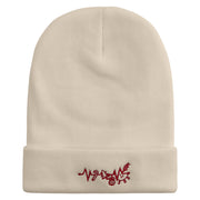 Christmas Heartbeat Embroidered 12 Inch Long Knitted Beanie - Birch OSFM