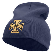 Sheriff Maltese Golden Cross Embroidered 8 inch Acrylic Short beanie - Navy OSFM