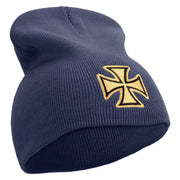 Sheriff Maltese Golden Cross Embroidered 8 inch Acrylic Short beanie - Navy OSFM