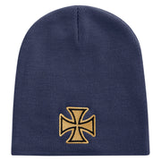 Sheriff Maltese Golden Cross Embroidered 8 inch Acrylic Short beanie - Navy OSFM