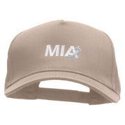 MIA Embroidered 5 Panel Cotton High Profile Flat Bill Unstructured Cap - Khaki OSFM