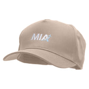 MIA Embroidered 5 Panel Cotton High Profile Flat Bill Unstructured Cap - Khaki OSFM