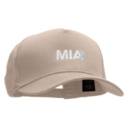 MIA Embroidered 5 Panel Cotton High Profile Flat Bill Unstructured Cap - Khaki OSFM