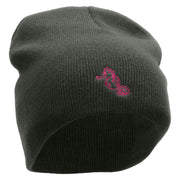 Sea Horse Embroidered 8 Inch Short Beanie - Dk-Grey OSFM