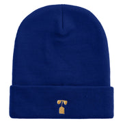 Artistic Letter T Embroidered 12 Inch Long Knitted Beanie - Royal OSFM