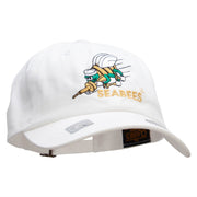 Officially Licensed United States Navy Seabees Unstructured Low Profile 6 panel Cotton Cap - White OSFM