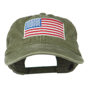 American Flag Embroidered Washed Cap