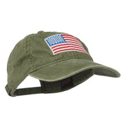 American Flag Embroidered Washed Cap