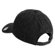 US Marine Semper Fidelis Design Embroidered Washed Solid Pigment Dyed Cotton Twill Brass Buckle Cap - Black OSFM