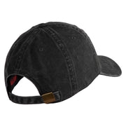 US Marine Semper Fidelis Design Embroidered Washed Solid Pigment Dyed Cotton Twill Brass Buckle Cap - Black OSFM