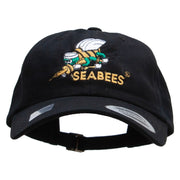 Officially Licensed United States Navy Seabees Unstructured Low Profile 6 panel Cotton Cap - Black OSFM