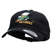 Officially Licensed United States Navy Seabees Unstructured Low Profile 6 panel Cotton Cap - Black OSFM