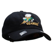 Officially Licensed United States Navy Seabees Unstructured Low Profile 6 panel Cotton Cap - Black OSFM