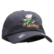 Officially Licensed United States Navy Seabees Unstructured Low Profile 6 panel Cotton Cap - Dk-Grey OSFM