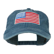 American Flag Embroidered Washed Cap