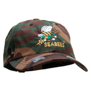 Officially Licensed United States Navy Seabees Unstructured Low Profile 6 panel Cotton Cap - Green-Camo OSFM