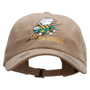 Officially Licensed United States Navy Seabees Unstructured Low Profile 6 panel Cotton Cap - Khaki OSFM