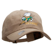 Officially Licensed United States Navy Seabees Unstructured Low Profile 6 panel Cotton Cap - Khaki OSFM