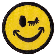 Winking Smiley Face Embroidered Patch